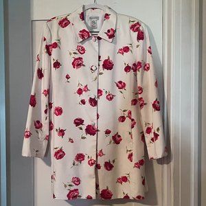 CREAM AND ROSES MID-LENGTH WOMENS LONG-SLEEVE JACKET SIZE 16